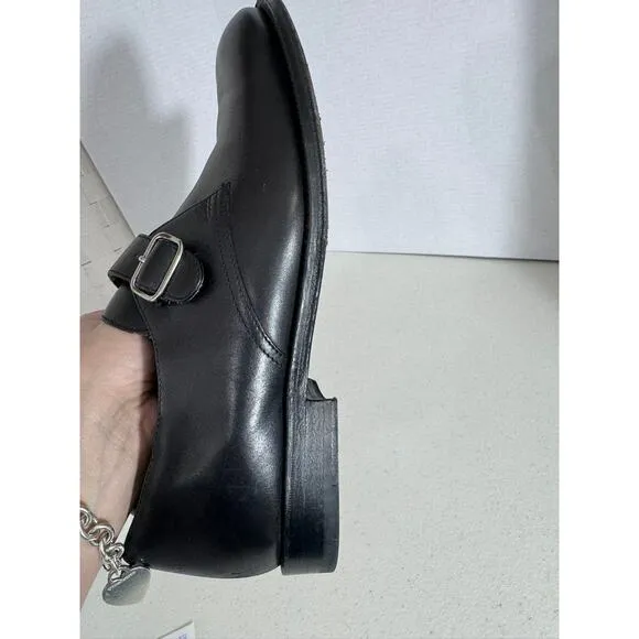 &quot;LANDS END&quot; Leather Black Buckle Shoe Size 10 Slip On Dress Shoes Mens