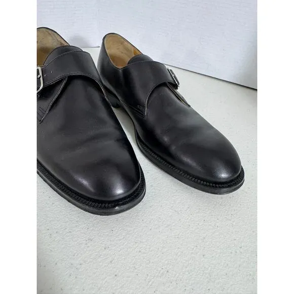 &quot;LANDS END&quot; Leather Black Buckle Shoe Size 10 Slip On Dress Shoes Mens