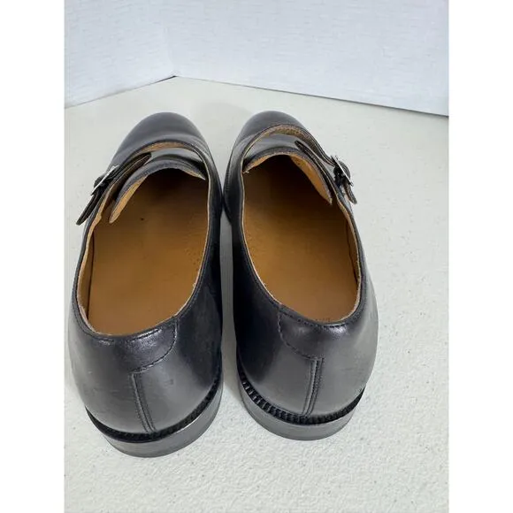 &quot;LANDS END&quot; Leather Black Buckle Shoe Size 10 Slip On Dress Shoes Mens