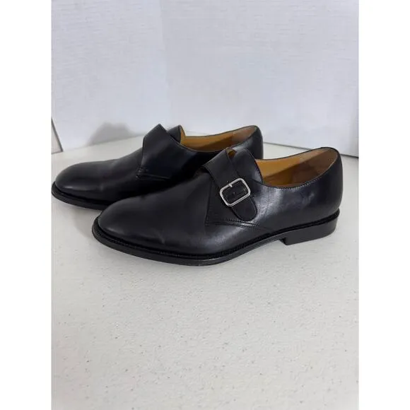 &quot;LANDS END&quot; Leather Black Buckle Shoe Size 10 Slip On Dress Shoes Mens