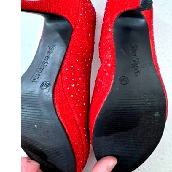 &quot;Silver Slipper&quot; Red Blingy High Heel Shoes, Dark Romance, Sexy, Christmas Vixon