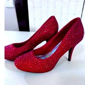 &quot;Silver Slipper&quot; Red Blingy High Heel Shoes, Dark Romance, Sexy, Christmas Vixon