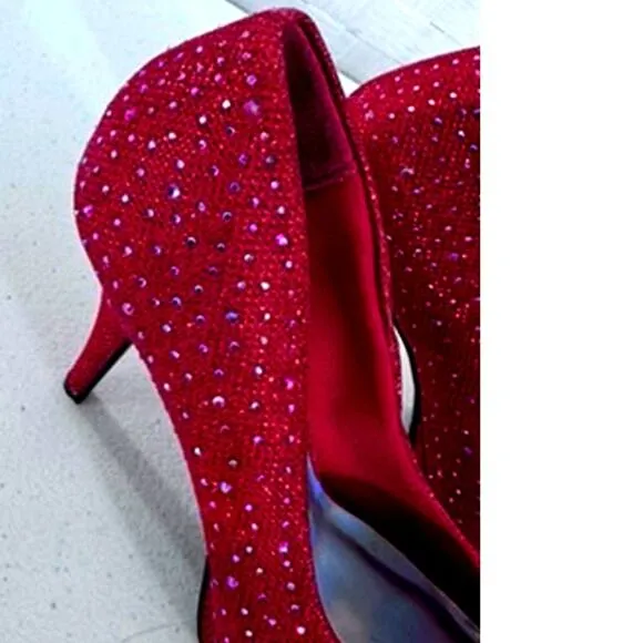 &quot;Silver Slipper&quot; Red Blingy High Heel Shoes, Dark Romance, Sexy, Christmas Vixon