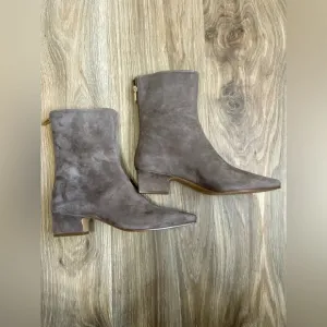 Ann Taylor Tapered Heel Suede Booties Pine Bark Color Size 8.5 NWOT