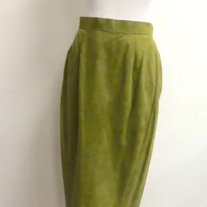 Anne Klein green suede pencil midi skirt Vintage 8 USA