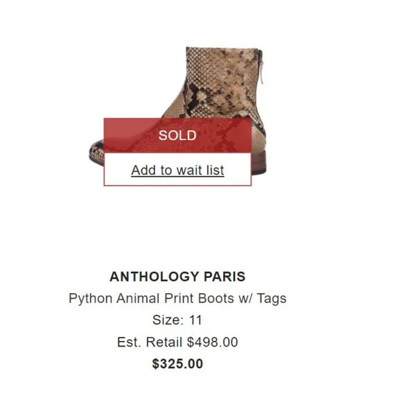 Anthology Paris Python Leather Boots - NEW