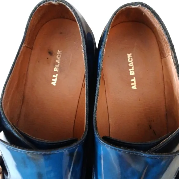 Anthropologie   All Black Lug Monk Lug Sole Loafers Buckled Shoes Women's 9.5