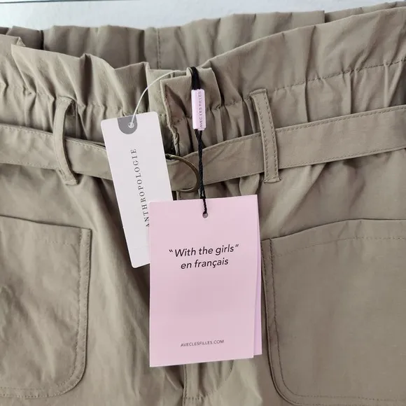 Anthropologie Avec Les Filles Paperbag Khaki Size Medium Shorts