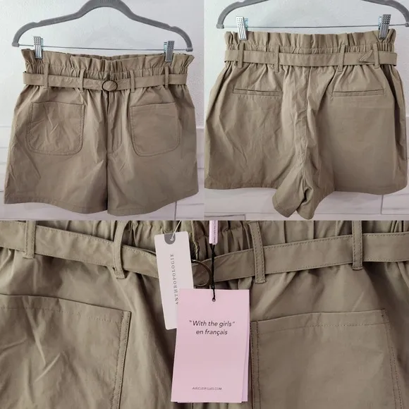 Anthropologie Avec Les Filles Paperbag Khaki Size Medium Shorts