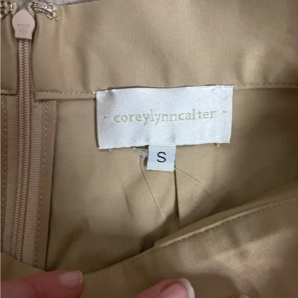 Anthropologie Corey Lynn Calter NWT Pleated Trouser Khaki Midi Skirt- Size Small