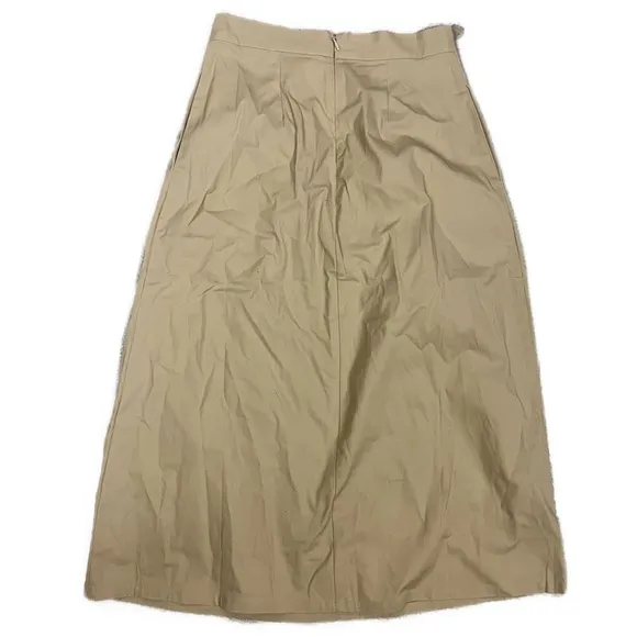 Anthropologie Corey Lynn Calter NWT Pleated Trouser Khaki Midi Skirt- Size Small