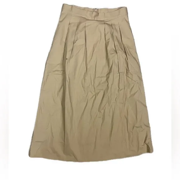 Anthropologie Corey Lynn Calter NWT Pleated Trouser Khaki Midi Skirt- Size Small