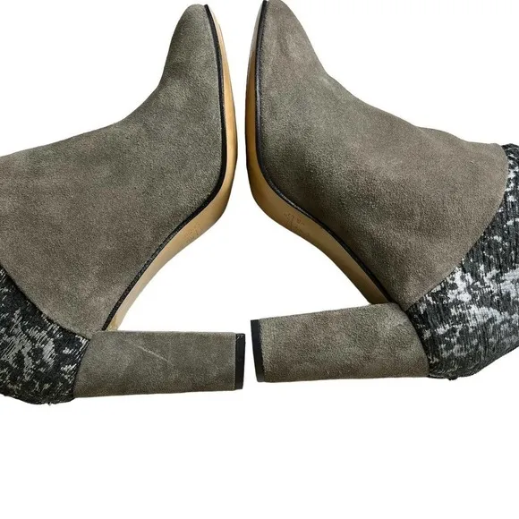 ANTHROPOLOGIE Cubanas Size 38 US 7 Heeled Ankle Boots Ciara Glitter Suede Gray