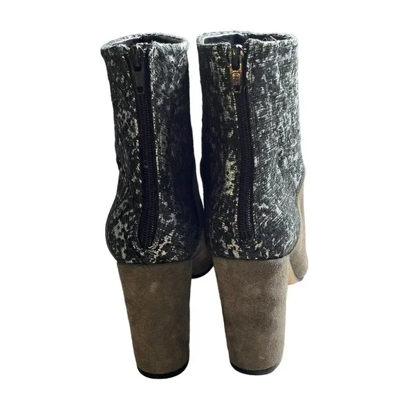 ANTHROPOLOGIE Cubanas Size 38 US 7 Heeled Ankle Boots Ciara Glitter Suede Gray