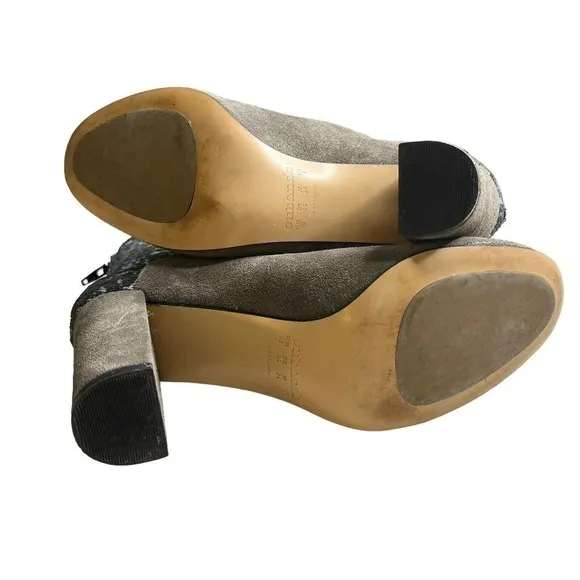 ANTHROPOLOGIE Cubanas Size 38 US 7 Heeled Ankle Boots Ciara Glitter Suede Gray