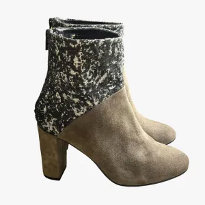 ANTHROPOLOGIE Cubanas Size 38 US 7 Heeled Ankle Boots Ciara Glitter Suede Gray