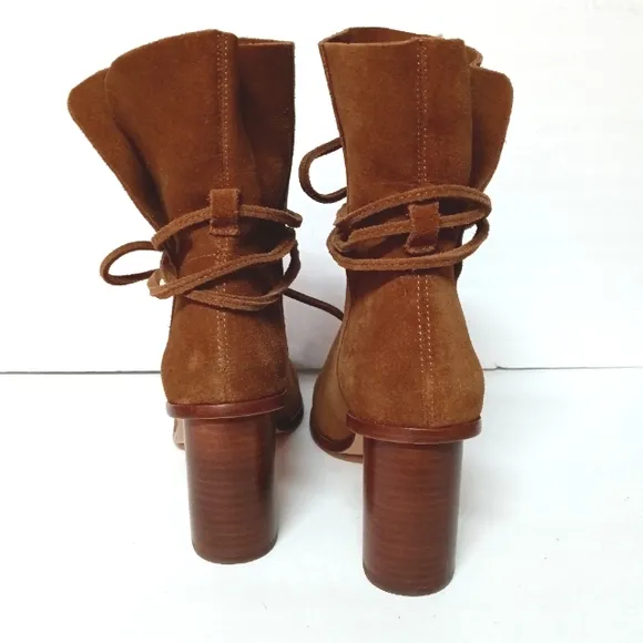 Anthropologie Pour La Victoire Irona Brown Suede Tie Boots Size