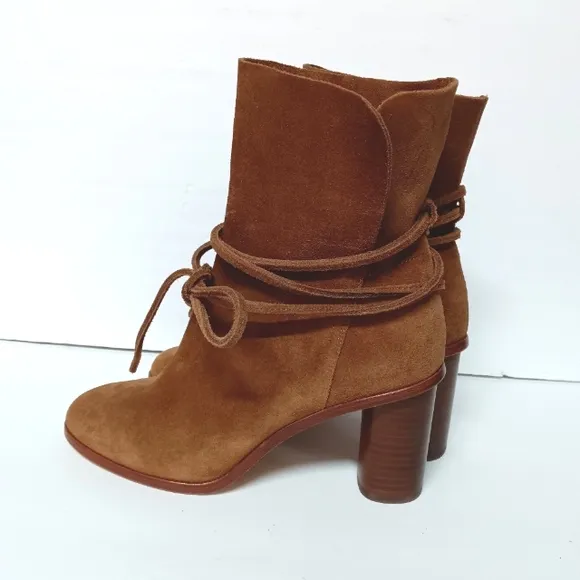 Anthropologie Pour La Victoire Irona Brown Suede Tie Boots Size