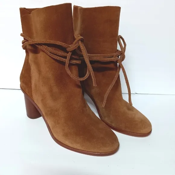 Anthropologie Pour La Victoire Irona Brown Suede Tie Boots Size