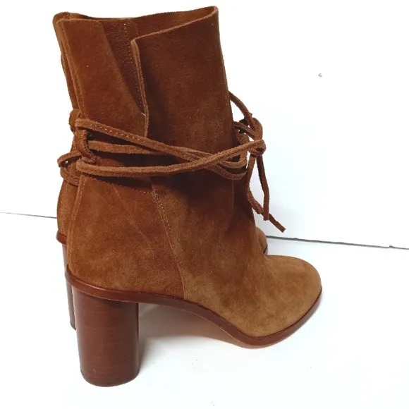 Anthropologie Pour La Victoire Irona Brown Suede Tie Boots Size