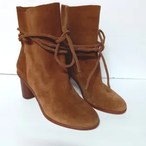 Anthropologie Pour La Victoire Irona Brown Suede Tie Boots Size