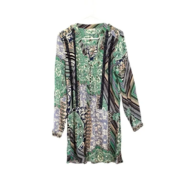 Anthropologie TINY Caviana Shirtdress sze S | Drop Waist Paisley Boho Mini