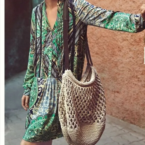 Anthropologie TINY Caviana Shirtdress sze S | Drop Waist Paisley Boho Mini