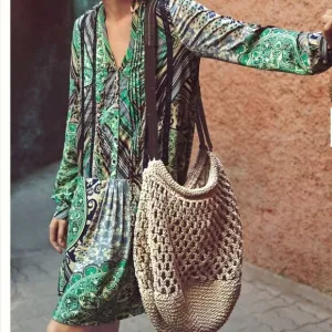 Anthropologie TINY Caviana Shirtdress sze S | Drop Waist Paisley Boho Mini