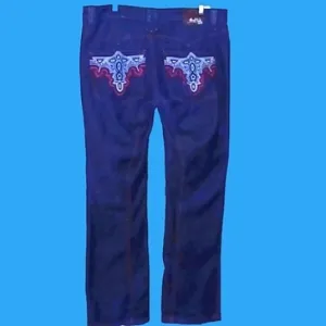 Antik DENIM Blue Button-fly, Flare Leg Jeans, 36W / 33L