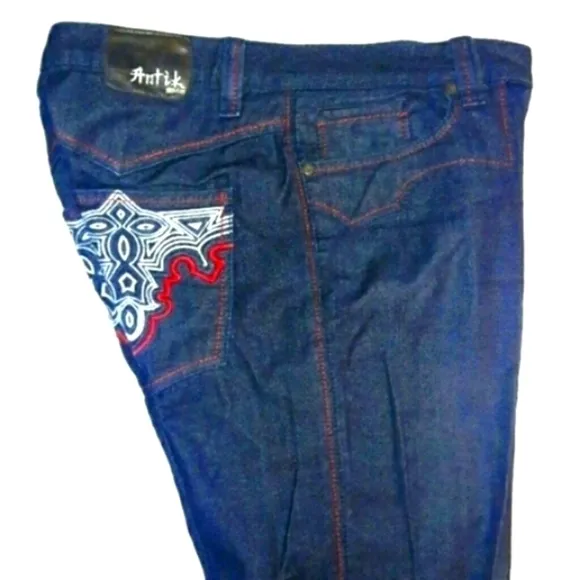 Antik DENIM Blue Button-fly, Flare Leg Jeans, 36W / 33L