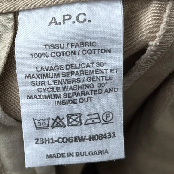 A.P.C. Mens 33X30 Beige Ville Chinos Khaki Pants