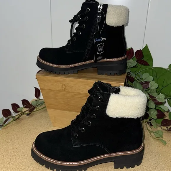 AquaDiva Sola Faux Shearling Cuff Suede Boots (1435)