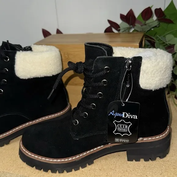 AquaDiva Sola Faux Shearling Cuff Suede Boots (1435)