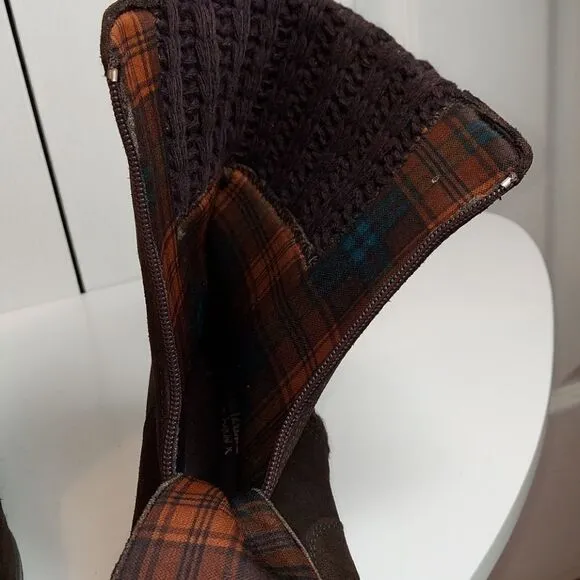 Aquatalia Brown Suede Wedge Sweater Boots Sz 10