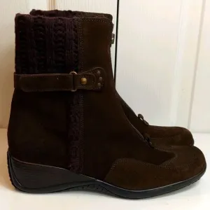 Aquatalia Brown Suede Wedge Sweater Boots Sz 10