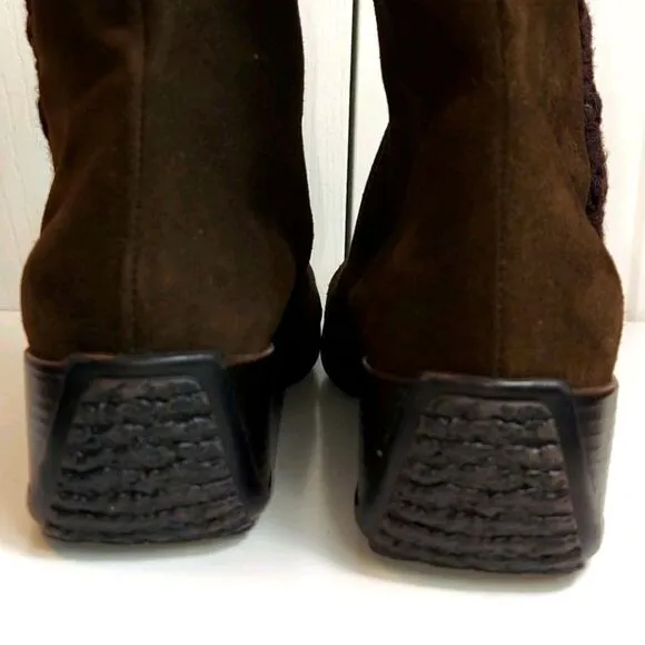 Aquatalia Brown Suede Wedge Sweater Boots Sz 10