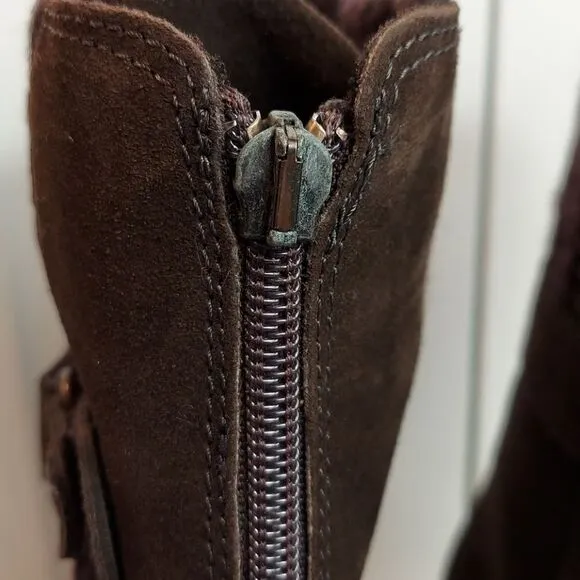 Aquatalia Brown Suede Wedge Sweater Boots Sz 10