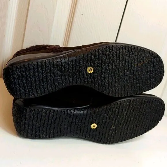 Aquatalia Brown Suede Wedge Sweater Boots Sz 10