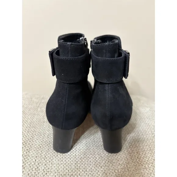 AQUATALIA DANIELLA SUEDE ANKLE BOOTS SZ 6 Black Made in Italy