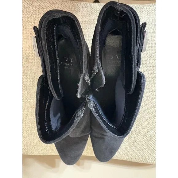 AQUATALIA DANIELLA SUEDE ANKLE BOOTS SZ 6 Black Made in Italy