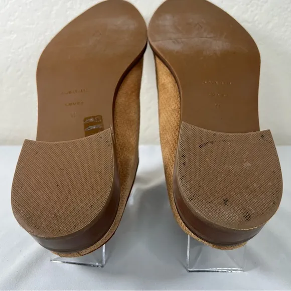 Aquatalia Fife Perforated Brown Suede Casual Slip On Mules Slides Shoes Size 11