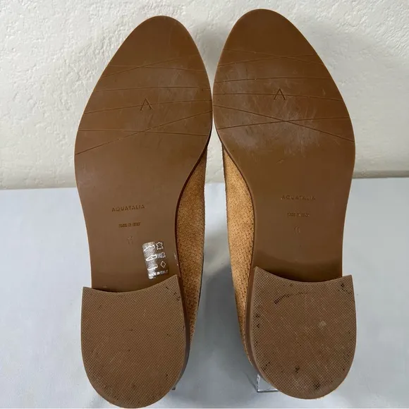 Aquatalia Fife Perforated Brown Suede Casual Slip On Mules Slides Shoes Size 11