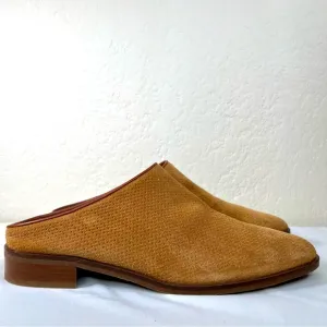 Aquatalia Fife Perforated Brown Suede Casual Slip On Mules Slides Shoes Size 11