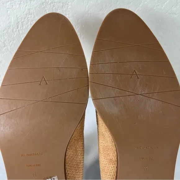 Aquatalia Fife Perforated Brown Suede Casual Slip On Mules Slides Shoes Size 11