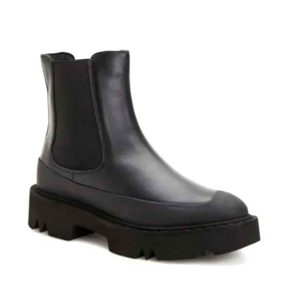 Aquatalia Holly Black Leather Lub Boots and Dust Bag Size 8 NIB