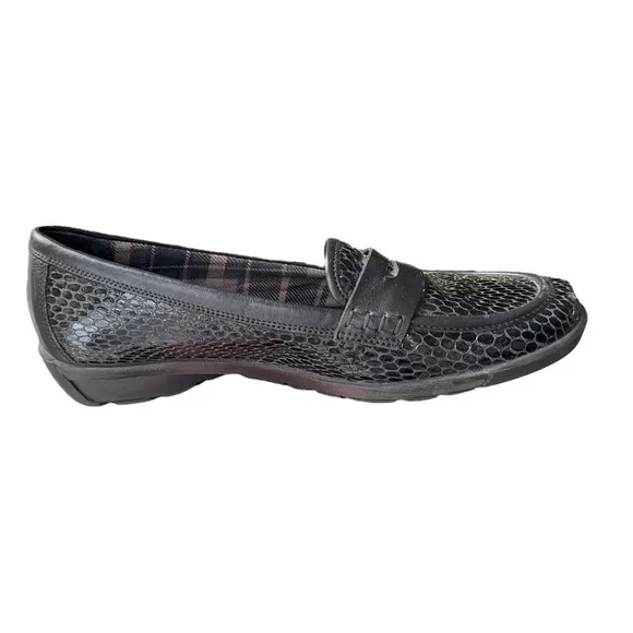 AQUATALIA Wacky Weatherproof Penny Loafer Embossed Croc Patent Leather Italy 7.5
