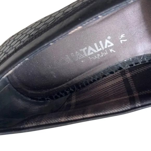 AQUATALIA Wacky Weatherproof Penny Loafer Embossed Croc Patent Leather Italy 7.5