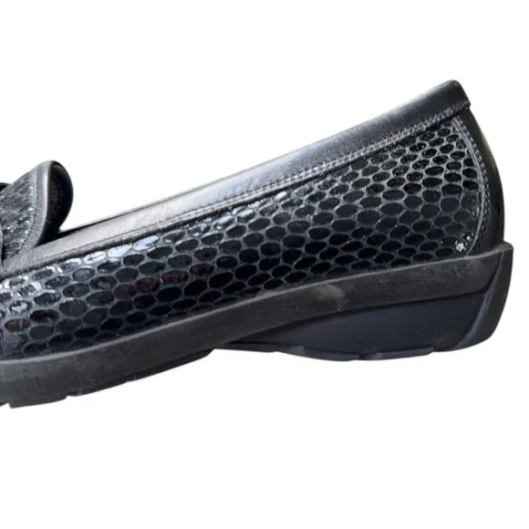 AQUATALIA Wacky Weatherproof Penny Loafer Embossed Croc Patent Leather Italy 7.5