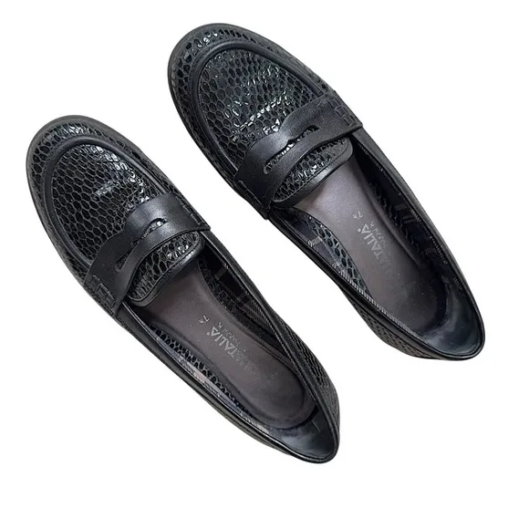 AQUATALIA Wacky Weatherproof Penny Loafer Embossed Croc Patent Leather Italy 7.5