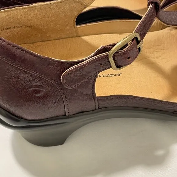 ARAVON &quot;Maura&quot; T-Strap Genuine Leather Pump, Wine - 6.5 B